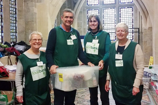 Foodbank volunteers in Rochdale Town Hall