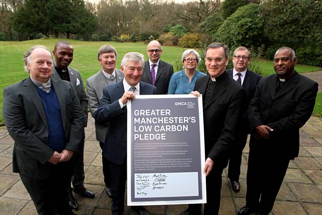 Tony Lloyd, Mayor of Greater Manchester, Cllr Sue Derbyshire, Leader of Stockport Council, Bishop John Arnold, Bishop of Salford, Very Revd Rogers Govender, Dean of Manchester (representing the Bishop of Manchester), Revd Stuart Wild, Superintendent Minister, Manchester Circuit, Methodist Church, representing the Methodist District of Manchester and Stockport, Revd Charles Kwaku-Odoi, Senior Pastor, Command Ministries International, Manchester, Rev Bob Day, North West Synod of the United Reforme