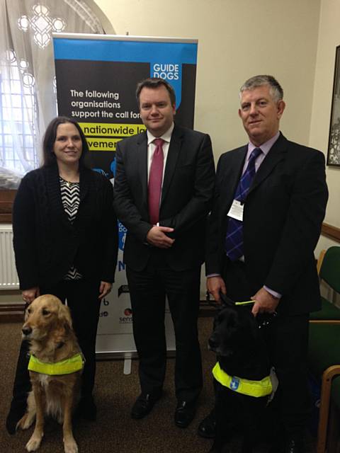 Nick Thomas-Symonds, Labour MP, with Guide Dogs volunteers