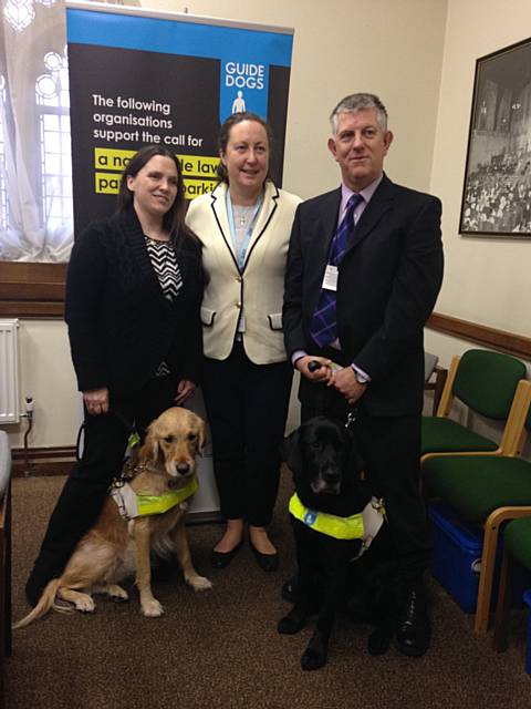 Anne-Marie Trevelyan Conservative MP, who sponsored the bill, with Guide Dogs volunteers