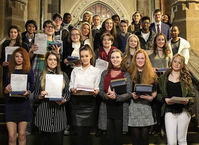 The ‘Class of 2015’ from St Cuthbert's RC High School at Rochdale Town Hall