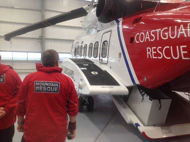 Rossendale and Pendle Mountain Rescue Team introductory walk round of the S-92 helicopte