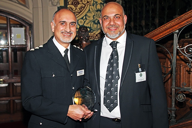 Rochdale Council of Mosques annual dinner<br />Nadeem Mir with Council of Mosques Chairman Tahir Mahood after receiving his award for services to the community