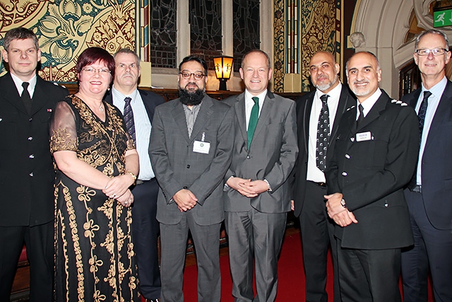 Rochdale Council of Mosques annual dinner<br />Chief Superintendent Chris Sykes, Councillor Janet Emsley, Councillor Richard Farnell, Irfan Chishti MBE, Simon Danczuk MP, Tahir Mahmood, Nadeem Mir and RMBC Chief Executive Steve Rumbelow