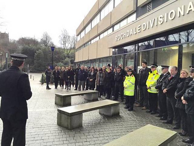 Officers and Staff at Rochdale Police Station meeting to pay their respects