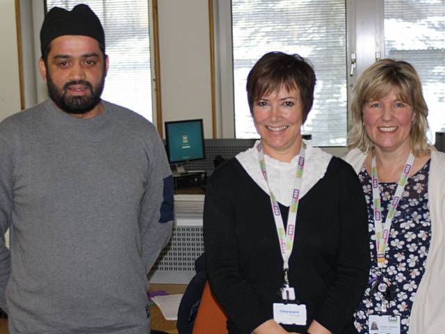 Charlotte Watson (centre) with colleagues Tahir Mahmood and Caireen Daveron 