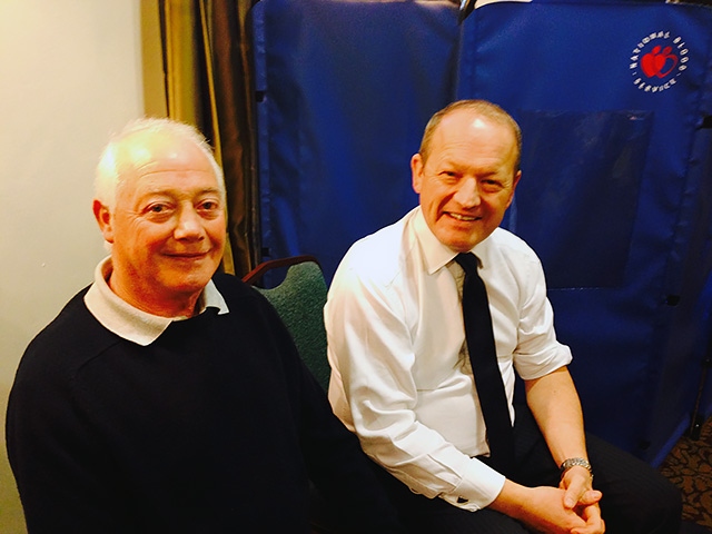 Simon Danczuk with Eric Watson at the blood donation session