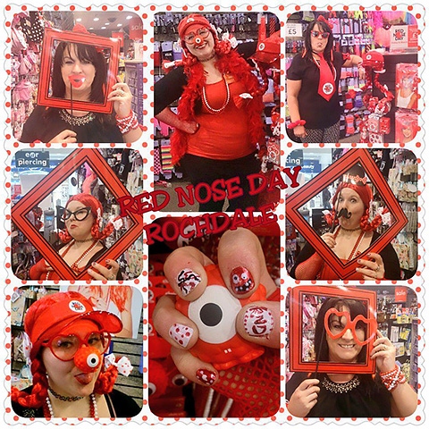 Staff at Claire's Accessories enter into the Red Nose Day spirit