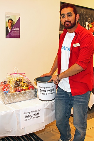 Ali Rana from Barclays Bank dyed his hair and beard red for Red Nose Day