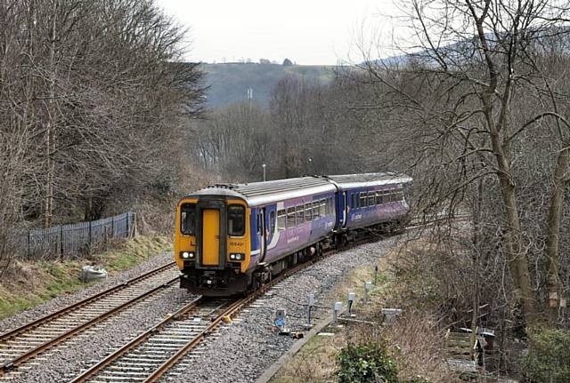 156421 leaving the Todmorden Curve at Stansfield Hall Junction 11th March 2015 Alwyn Smith