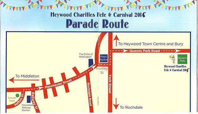 Heywood Charities Fete Parade Route 2015