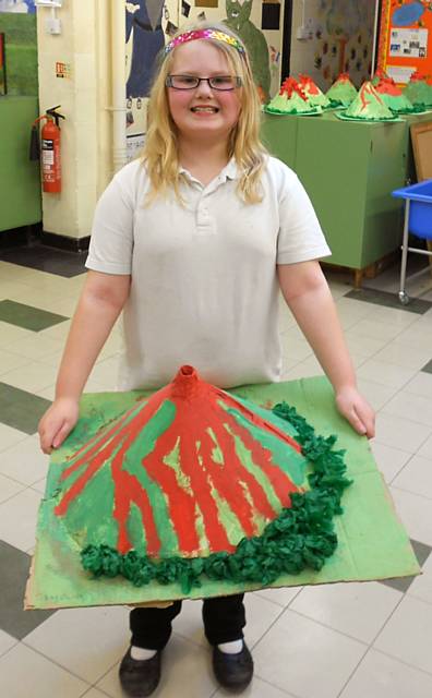 Jayden Mckendrey  showing her exploding volcano