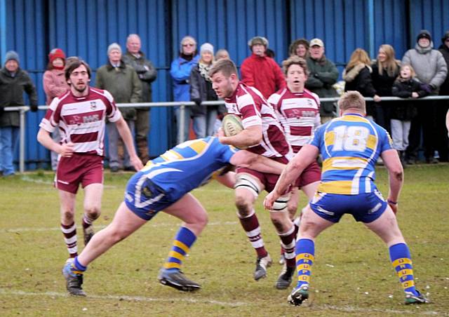 Tom Hindle with ball - Dinnington v Rochdale RUFC