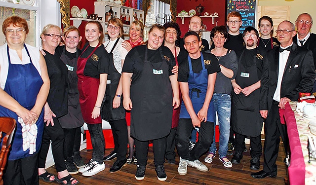 Healey Dell Heritage Centre and Tea Rooms second anniversary<br />Volunteers with Janice Percy