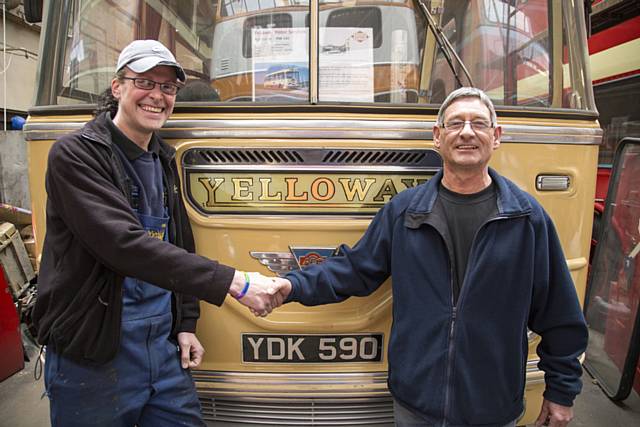 Steve Buckley, left, owner of a Yelloway coach, with John Whitworth (right), a former driver for the Yelloway company for many years