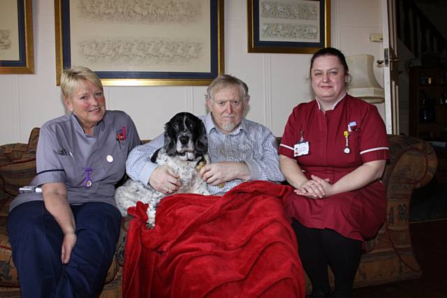 District Nurse Viv Corcoran, Jake the dog, Ray Kennedy and District Nurse Shelly Harrison