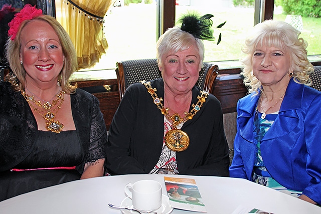 Mayoress Beverley Place, Mayor Carol Wardle and Rita Bradshaw at the Friends of Springhill Hospice at Home tea party