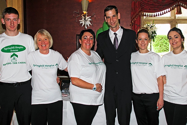 Staff from the Crimble supporting the Friends of Springhill Hospice at Home tea party