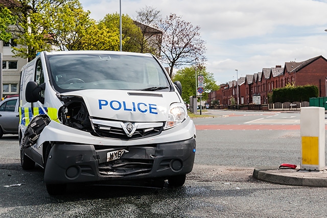 The police van involved in collision with a Toyota Aygo