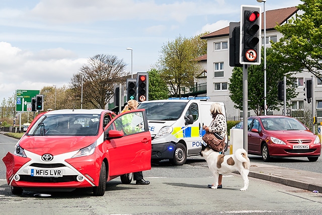 Police van involved in collision with a Toyota Aygo