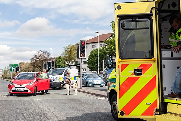 Police van involved in collision with a Toyota Aygo