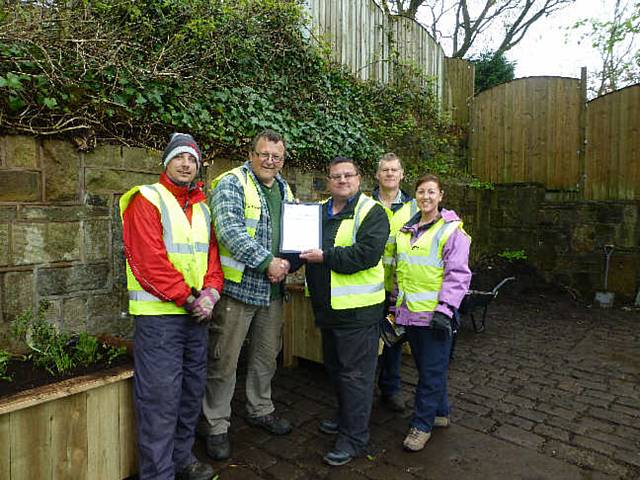 Certificate presented to Bob Furnell, The Littleborough Adopt a Canal Group, by Paul Bowerman Canal & River Trust Rochdale Canal Manager