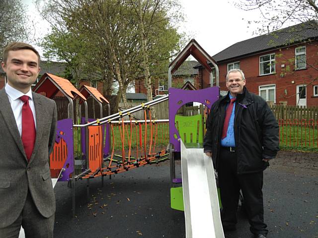 Daniel Meredith and Councillor Richard Farnell at the Digby Road playground