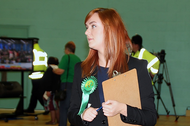 Abi Jackson the Green Party candidate at the count