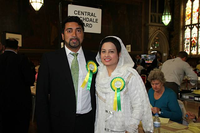 Rochdale First candidate, Farooq Ahmed with his wife, Shefali Farooq Ahmed