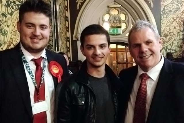 John Blundell (Labour councillor), Leon Hollinrake (Green Party member) and Rochdale Council Leader Richard Farnell at the count