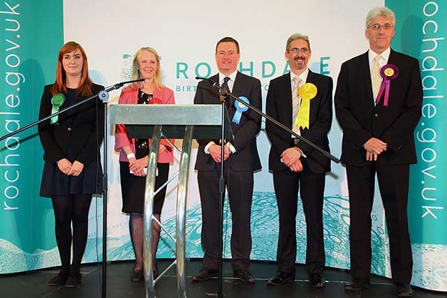 The Heywood & Middleton General Election 2015 candidates on stage for the result announcement