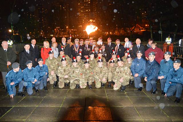 The Rochdale Army Cadets stood proudly with the Rochdale Air Cadets and Veterans on the cenotaph