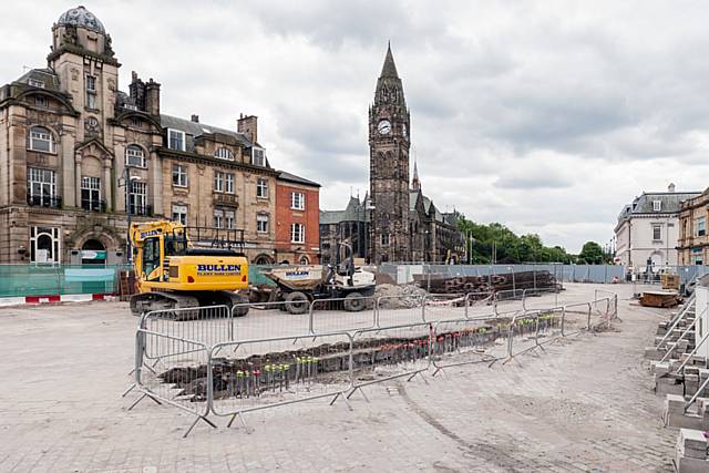 Work uncovering the River Roch