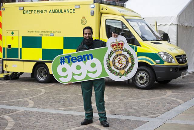 Omar Lorgat, NWAS Emergency Medical Technician, promoting the #Team999 campaign