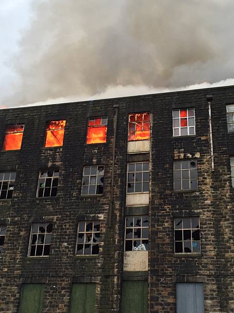 Mill fire at Rock Nook, Summit, Littleborough