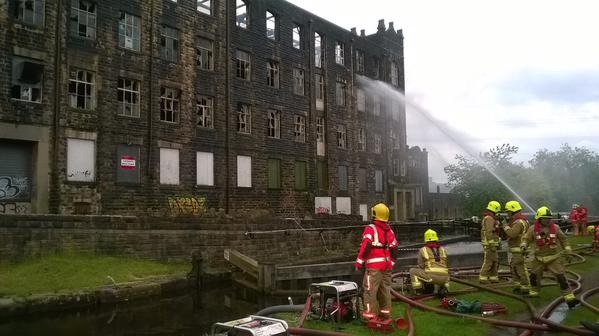 Mill fire at Rock Nook, Summit, Littleborough