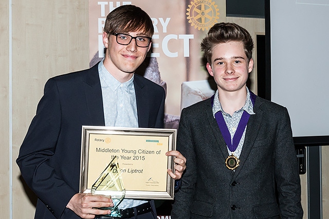 Dillon Liptrot, Young Citizen 2015 with Ethan Marriott, Member of Youth Parliament for Rochdale