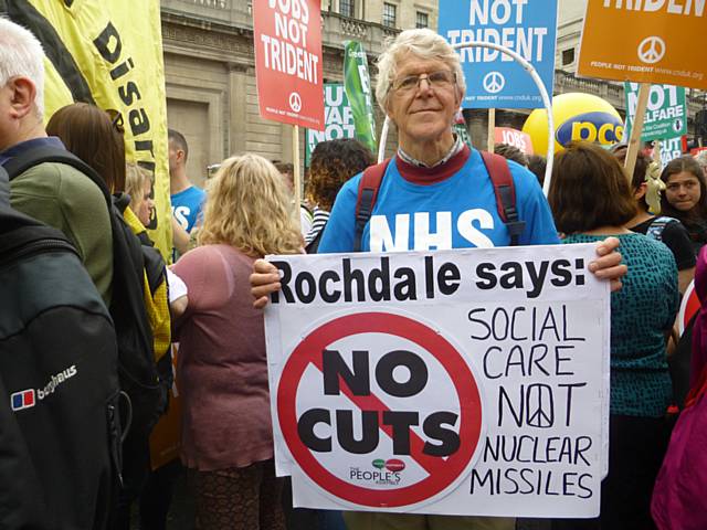 Philip Gilligan, Rochdale and Littleborough Peace Group  at the Anti Austerity march in London