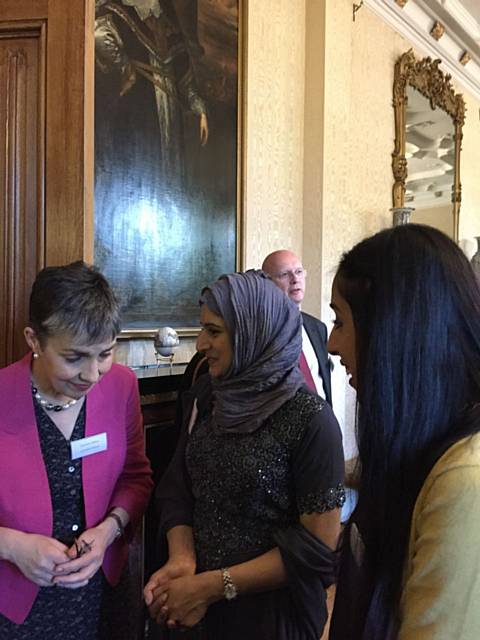 Shabana Yunas and Samra Kanwel speaking to Catherine Welby, his Grace's wife