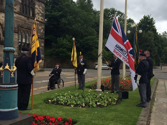 Raising the Armed Forces Day Flag in Rochdale