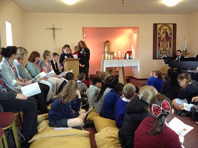 St Cuthbert's team of Pupil Chaplains and team members from  Catholic partner primary schools