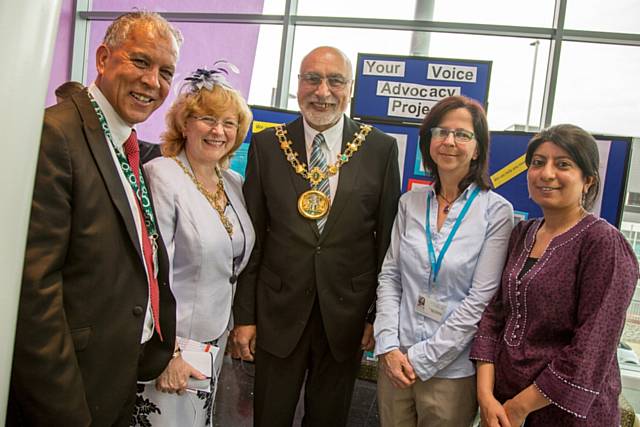 Councillor Daalat Ali, Mayoress Councillor Cecile Biant, and Mayor Councillor Surinder Biant) meet staff at the event