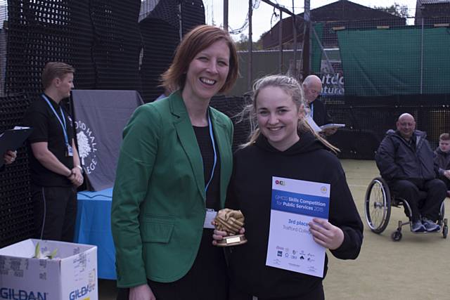 Shannon Massey, being presented by Julia Heap, Assistant Principal of Hopwood Hall College for the third prize win