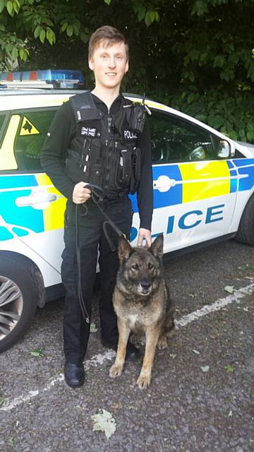 Special Constables from the Rochdale Police Division patrolling with divisional dog handlers