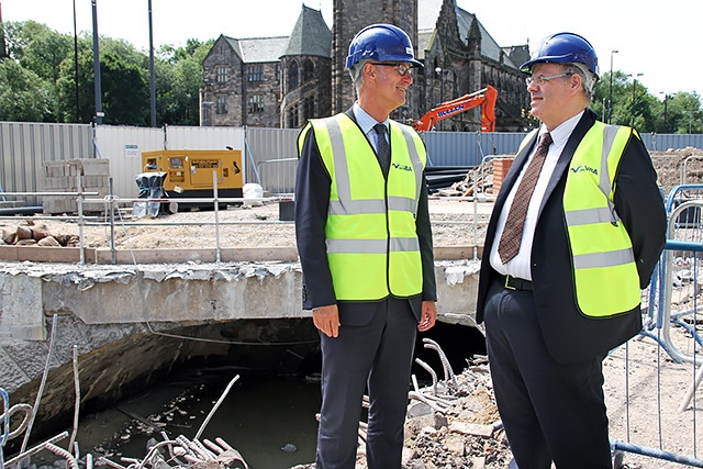 River Roch bridge<br />Steve Rumbelow (RMBC CEO) and Councillor Richard Farnell (Council Leader)