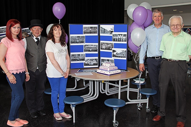 Falinge Park High School 80th anniversary heritage fair<br /> Michelle Uddin, Colin Meredith, Claire Costello, Robin Lonsdale and Terry Whitworth