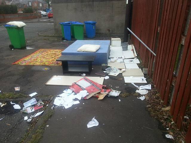 Fly tipping close to Grove Street and Russell Street