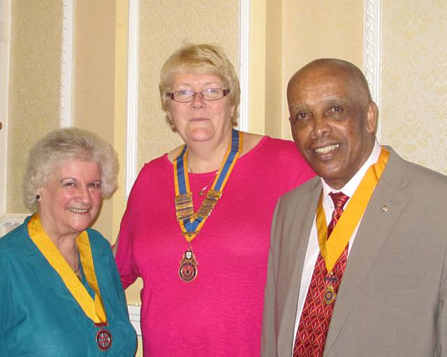 2nd Vice President Ann Stott, Rochdale Rotary Club President Irene Davidson and Vice President John Holder