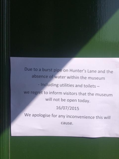 Closure notice at the Pioneers Museum