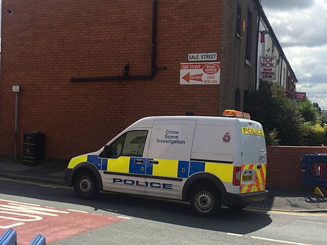 Gale Street cordoned off and the road is closed as four men are arrested and man critical following attack